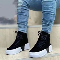 womens shoes 2022 spring and autumn new thick soled sneakers lace up high top casual shoes womens outdoor wedge platform shoes