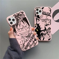 naruto one piece luffy sasuke kakashi phone case for iphone 13 12 11 pro max mini xs 8 7 plus x se xr matte candy pink silicone