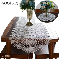 europe lace embroidery bed table runner flag cloth cover kitchen navidad christmas party home tablecloth wedding new year decor