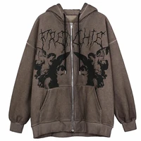 new jacket coat print angel fairy womens hoodies hip hop streetwear harajuku anime women coat zipper y2k women clothing goth