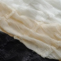 new chiffon hook embroidered striped wrinkled fabric fairy style wedding dress stretch tulle fabric by the meter