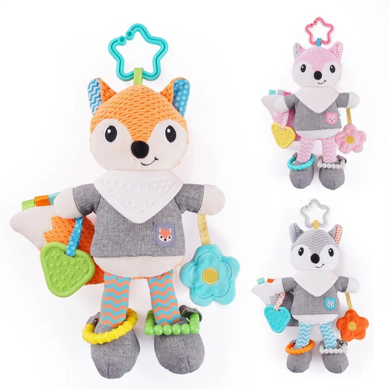 

Newborn Baby Plush Stroller Toys Rattles Hanging Toddler Cartoon Animal Hand Bell Soft Mobiles Educational Kids Toy 0-24 Months