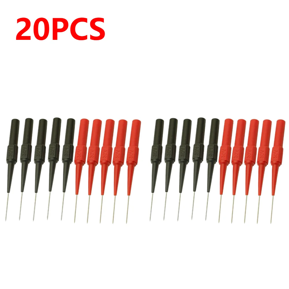 

10/20 шт., игла для прокалывания изоляции, неразрушающий мультиметр, тестовые щупы, красный/черный, 30 В, измерительное устройство для вилки типа «банан»