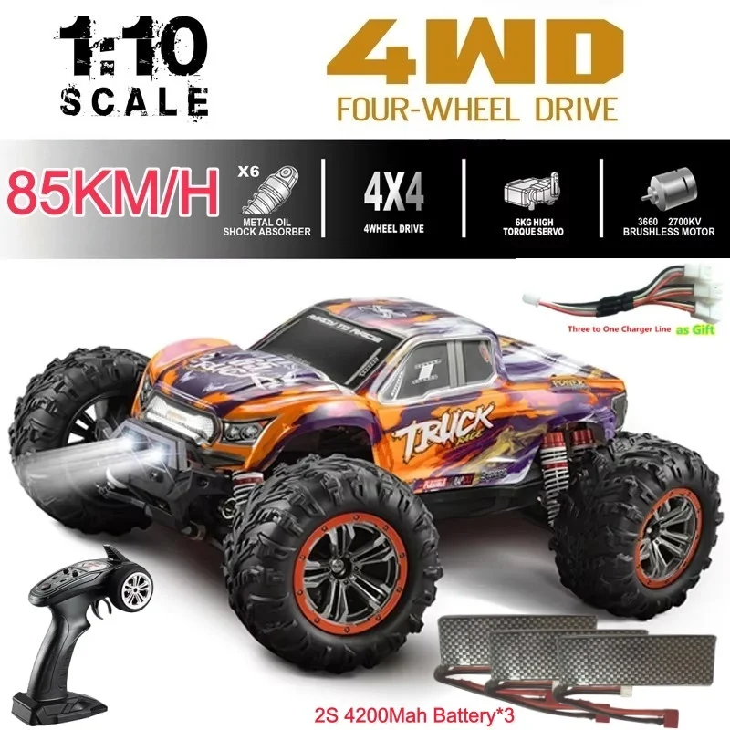 Фото Высокоскоростная радиоуправляемая машинка 85 км/ч, 2,4 ГГц, 4WD, масштаб 1:10, с бесщеточным двигателем, внедорожник для дрифта, подарок для мальчиков и детей №3