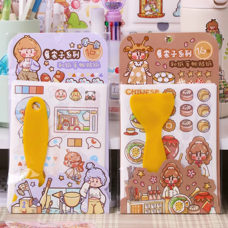 

16pcs Kawaii no repeat color stickers food travel Diary Planner Decorative Mobile Stickers Scrapbooking DIY Craft stickers