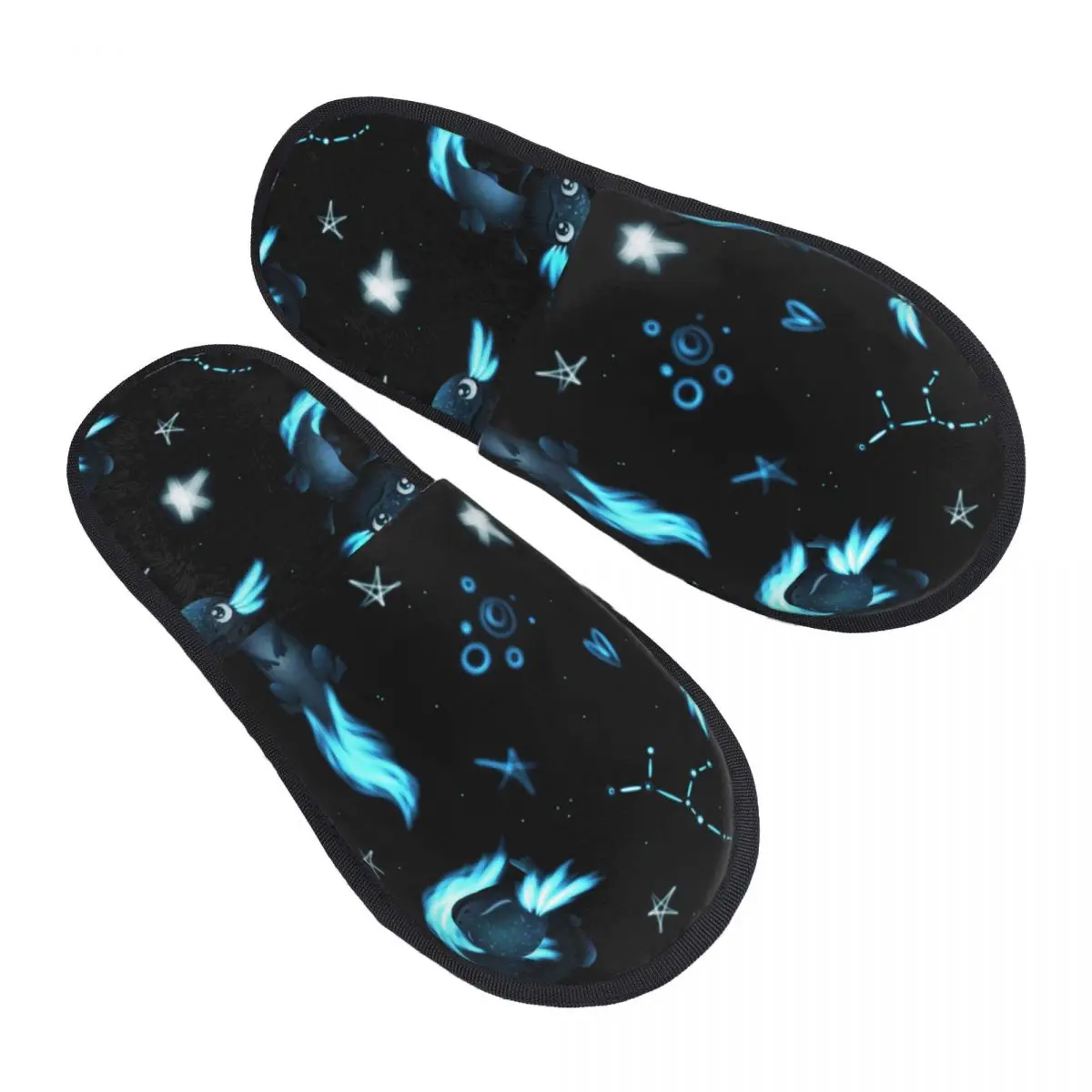 

Men Women Plush Indoor Slippers Black Axolotls Stars And Constalations Warm Soft Shoes Home Footwear Autumn Winter 2023