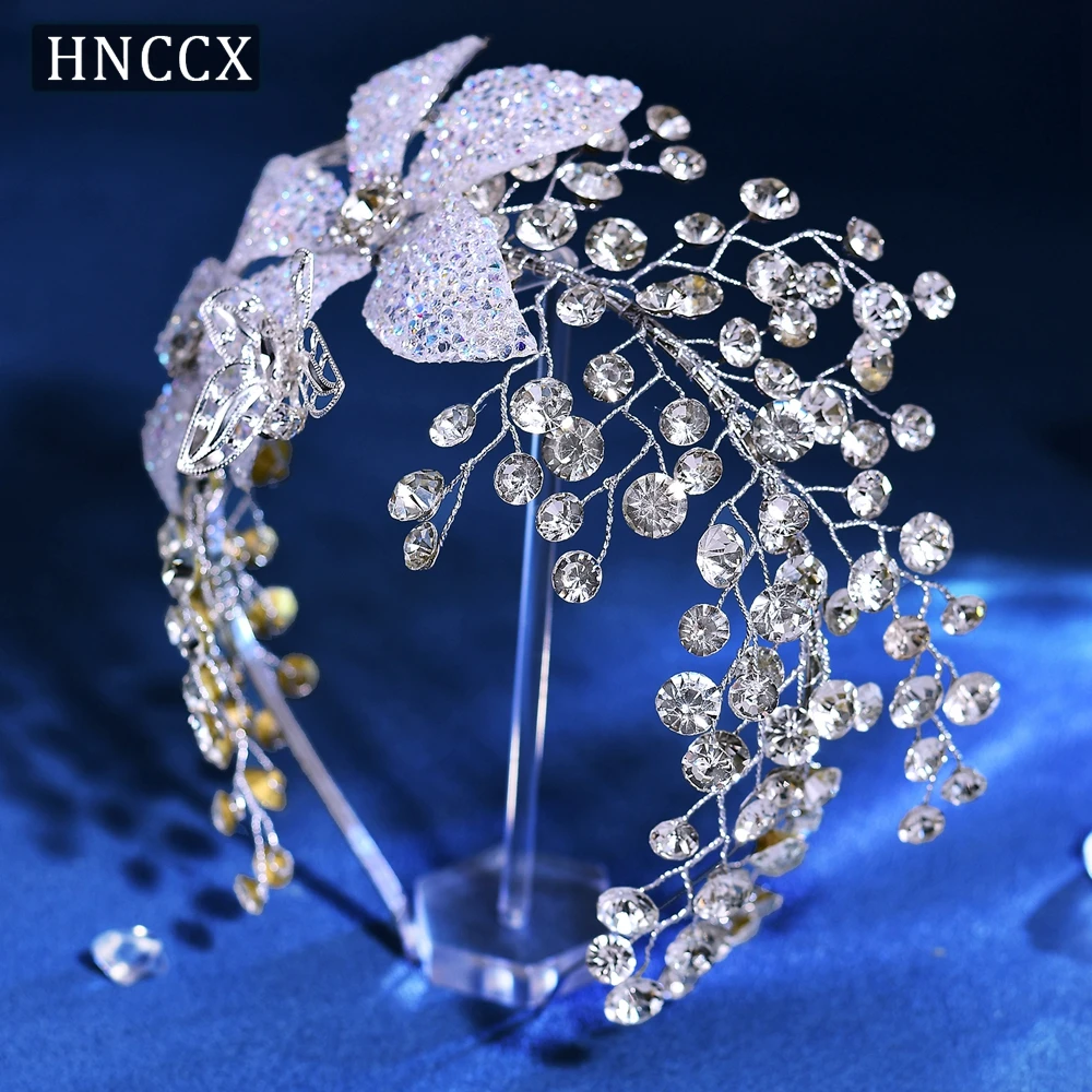 HNCCX серебряный цвет сплав бабочка невесты обруч для волос Роскошный горный