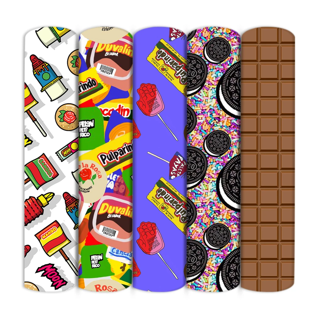 Карамельный шоколадный леденец на ткани полиэстер-хлопок с принтом для пэчворка, шитья, квилтинга и рукоделия "DIY 1Yc24449".