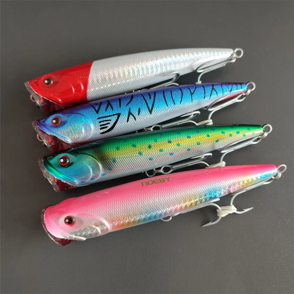 

Noeby 4pcs 14cm 40g Topwater Popper Fishing Lures Wobblers Long Casting Artificial Hard Baits Saltwater Freshwater Fishing Lures