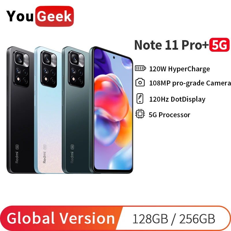 Najtaniej Xiaomi Redmi Note 11 Pro Plus 5G Wersja Globalna 128GB/256GB Dimensity 920 Octa Core 120W 108MP 120Hz Telefon Komórkowy Uwaga 11 Pro + 5G