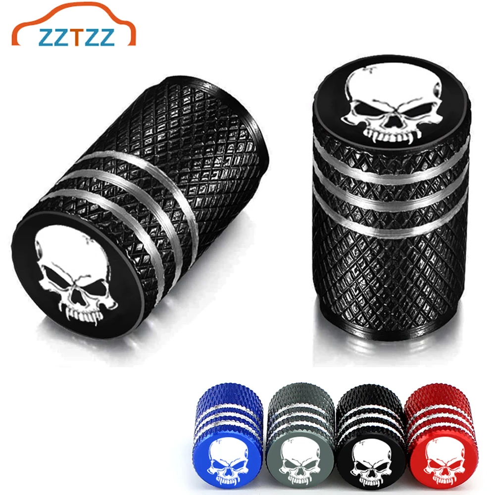

4pcs Skull Car Valve Caps Wheel Valve Cap Auto Tyre Air Valve Stem Caps Dust Cover for Bike Car Vehicles Styling