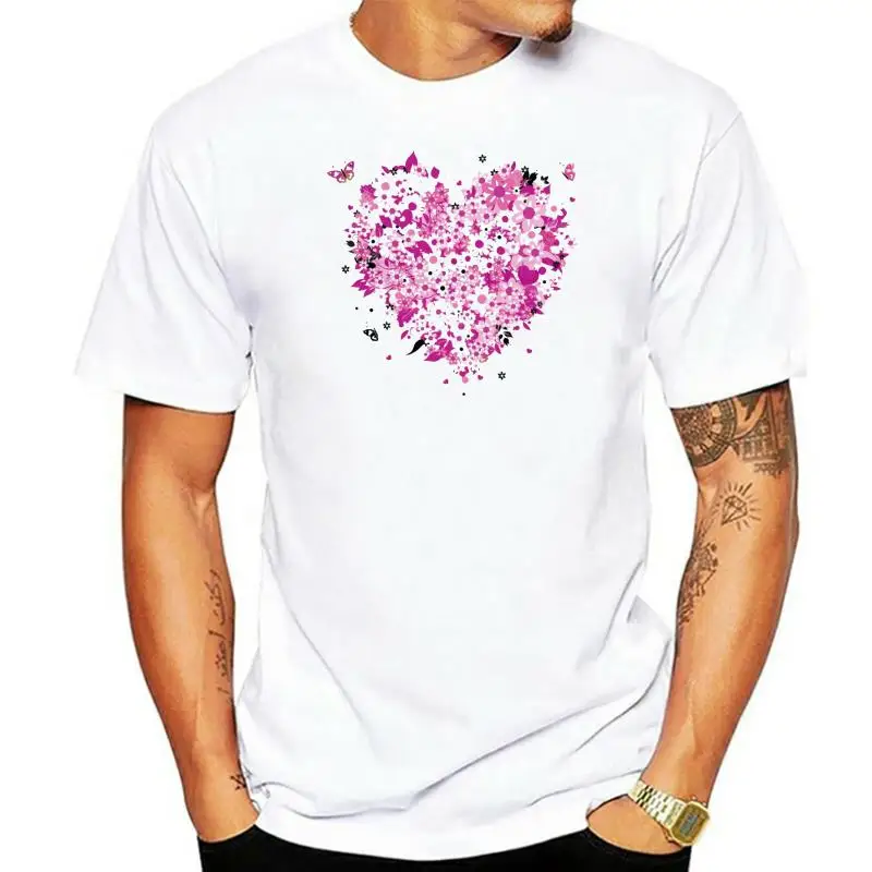 

fashion Women's T-shirt Floral Heart and Butterfly Nebula Heart Beautiful Drawing Girl's tshirt Harajuku cool tees tops
