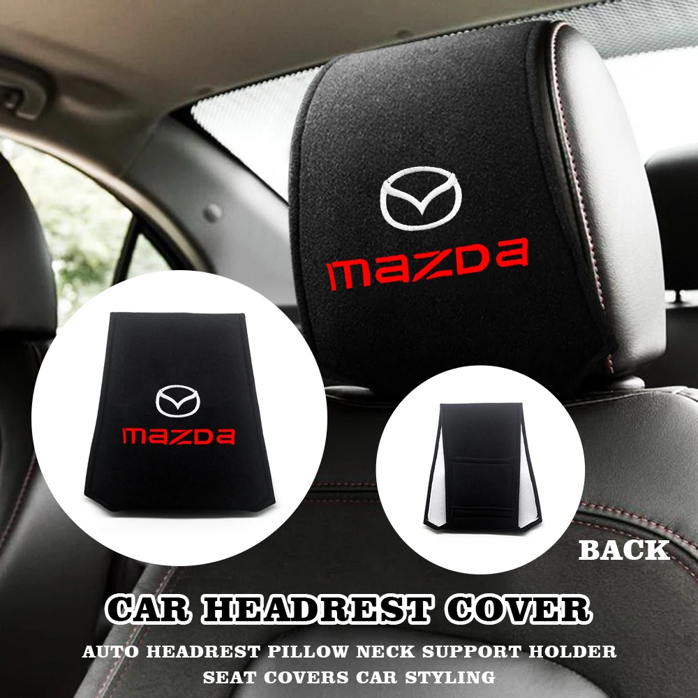 

2pcs Car Headrest Cover Head Rest Cushion PU Leather Neck Pillow Case Accessories For Mazda 323 626 RX8 CX3 CX5 CX-4 MX3 MX5 MX6