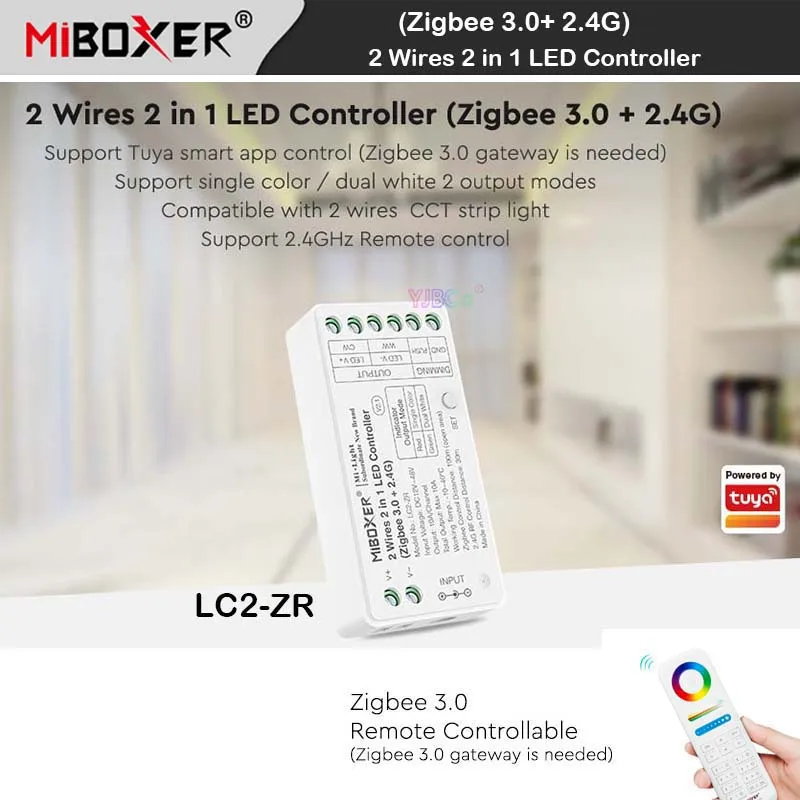 

Miboxer zigbee 2. 0 3,0G диммер 2 в 1 двойная белая одноцветная монолитная Светодиодная лента контроллер для 12 В 24 В постоянного тока 2 провода CCT Светод...