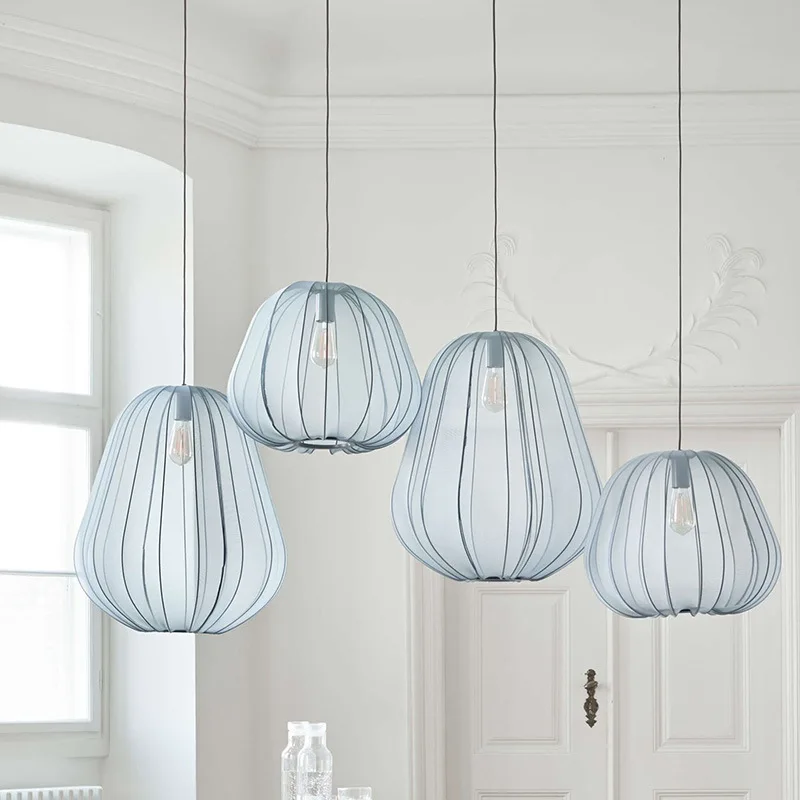 

Nordic Led Chandelier Romantic Pendant Lights Modern Kitchen Living Room Fabric Lamps Bedroom Coffee Store Decoration Lighting