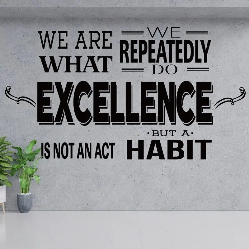 

We Are What Excellence Office Quotes Wall Decals Vinyl Home Decor Study Room Decoration Sticker Removable Murals Wallpaper 3N09