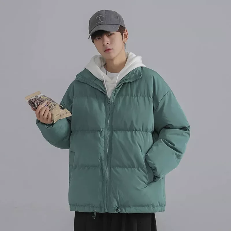 

2022NEW Jacket Men Solid Color Parkas Zipper Men's Stand Collar Warm Thick Puffer Jacket Male Korean Casual Parka Coat