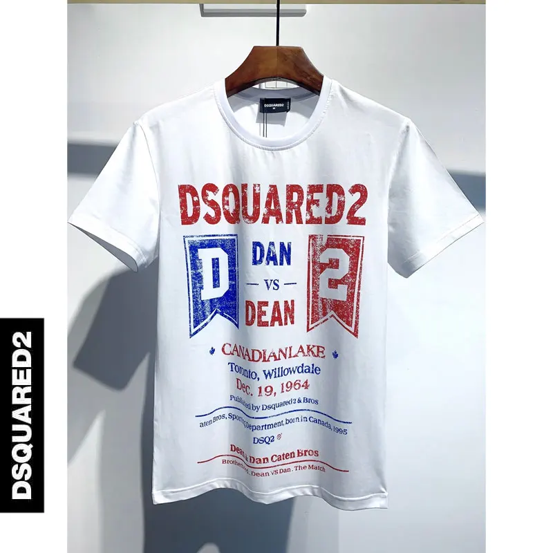 

Лидер продаж, летняя Мужская хлопковая футболка Dsquared2 с буквенным принтом, Сделано в Италии, повседневные футболки, топы 2023, мужская одежда