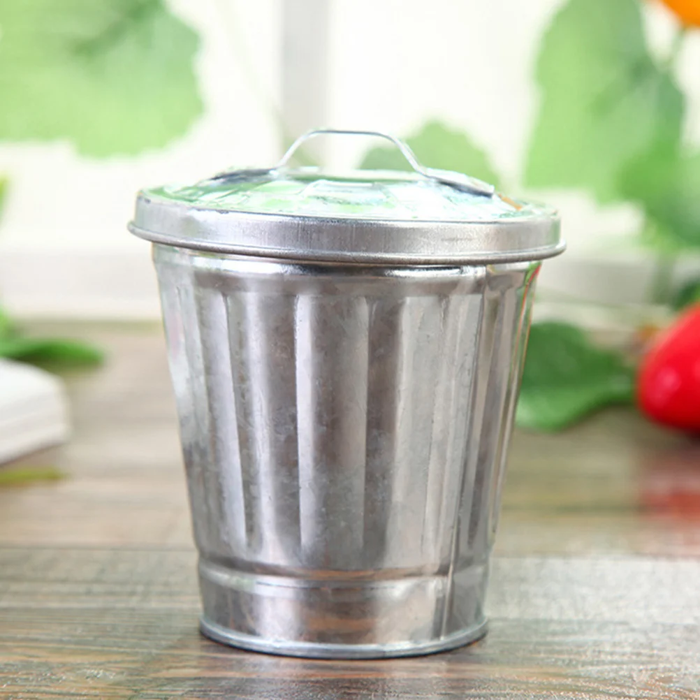 3 шт. мини-мусорный бак маленький металлический с крышкой цветочный горшок для