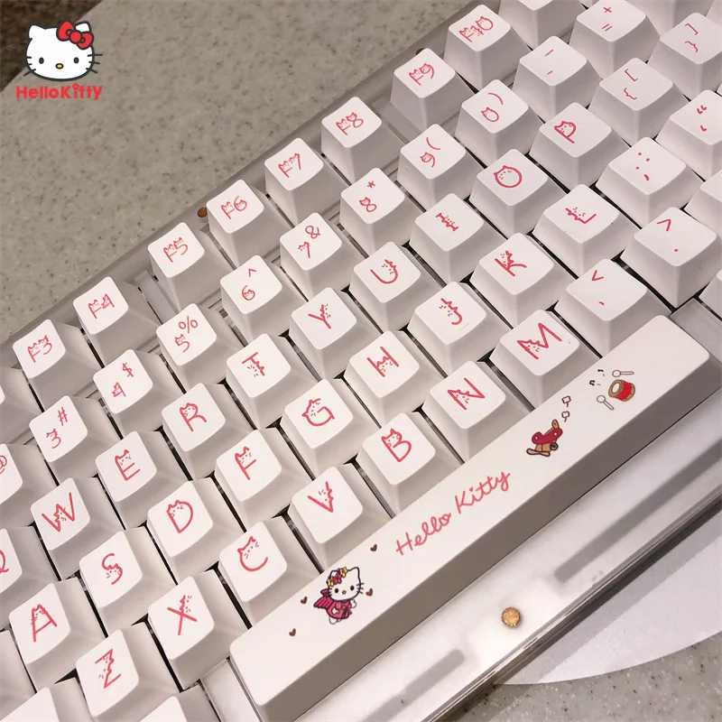 

132 клавиш аниме Hello Kitty милые тематические клавиши оригинальная высота PBT механическая клавиатура клавиши аксессуары для клавиатуры подарки девочкам