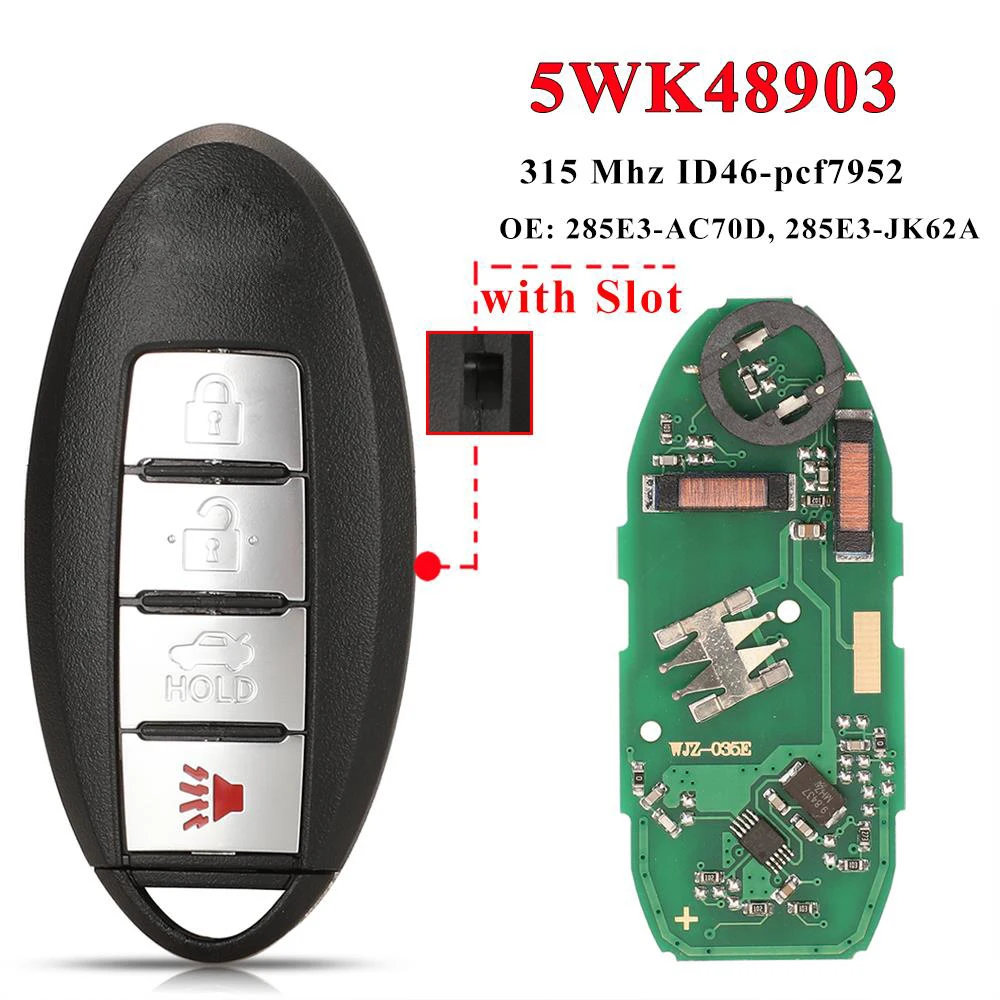 

KR55WK48903 Remote Car Key 315MHz ID46 pcf7952 For Infiniti FX35 FX50 G25 G35 G37 Q40 Q60 QX70 Smart Keyless Entry Fob