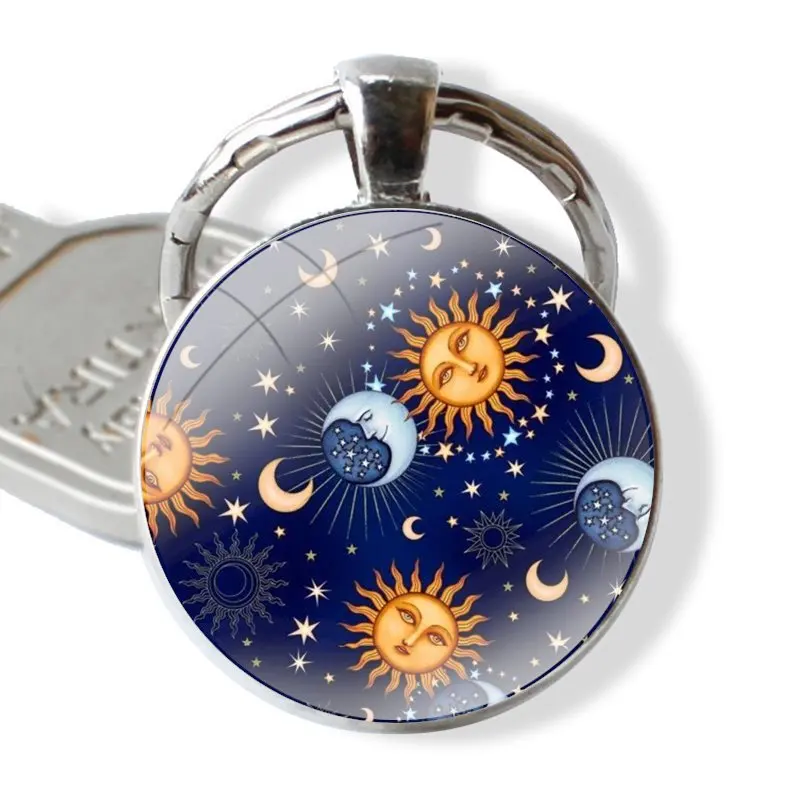 Звезда Луна солнце Таро карточка мультфильм модный брелок ручной работы стекло