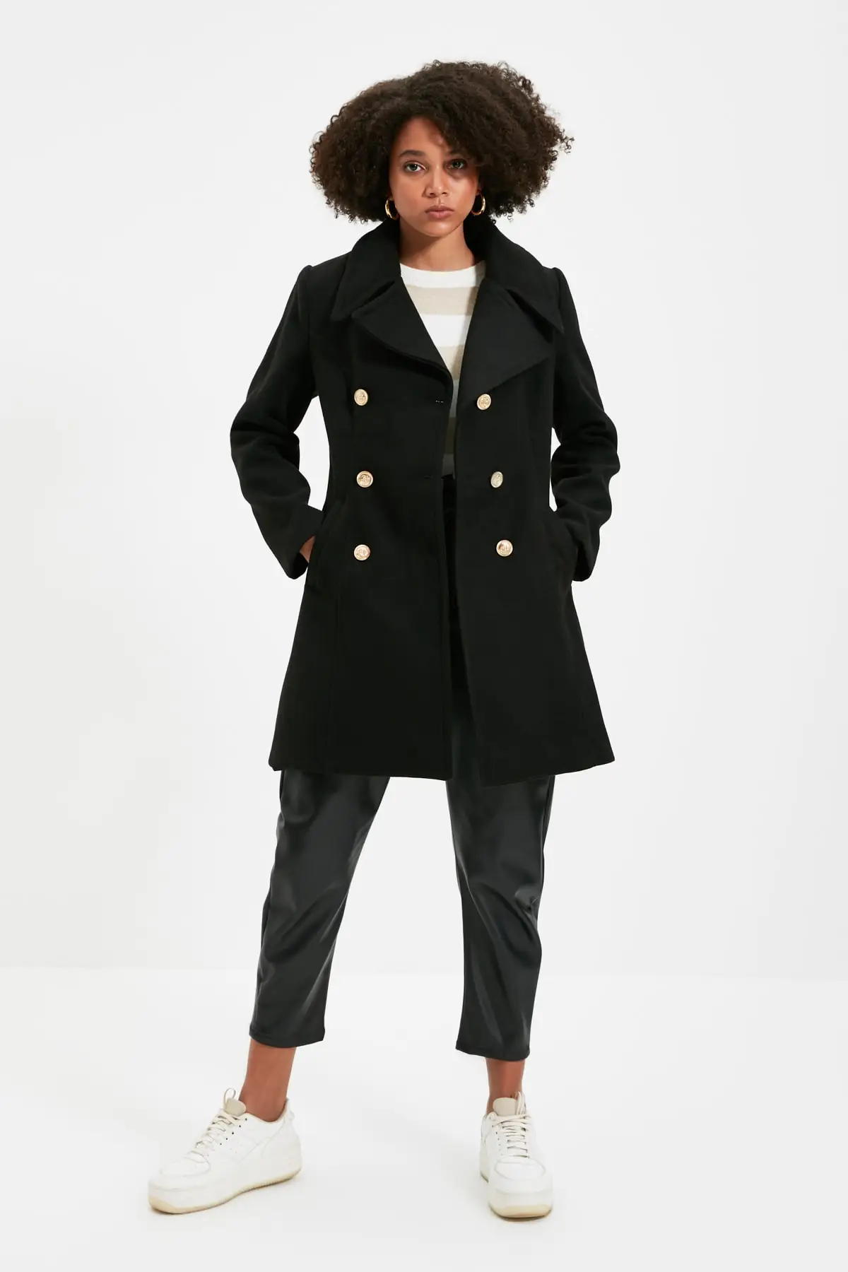 Trendyol Button Closure Stamp Coat TWOAW22KB0185