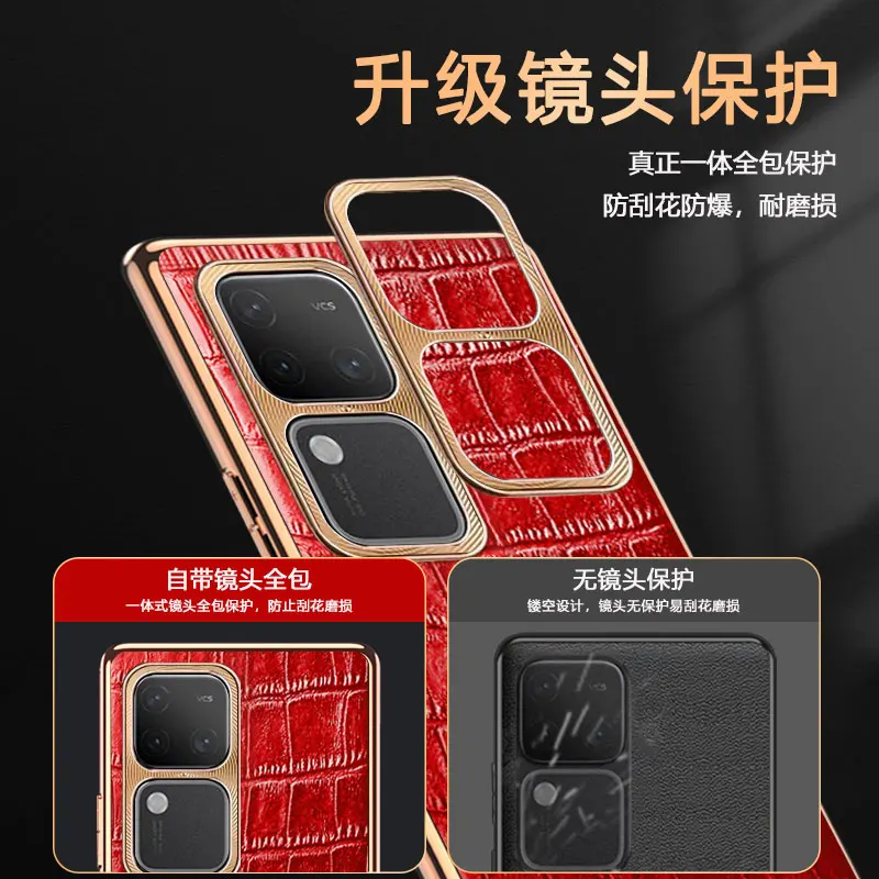 Мобильный телефон для VIVO V30 V30Pro Защита объектива с крокодиловым узором