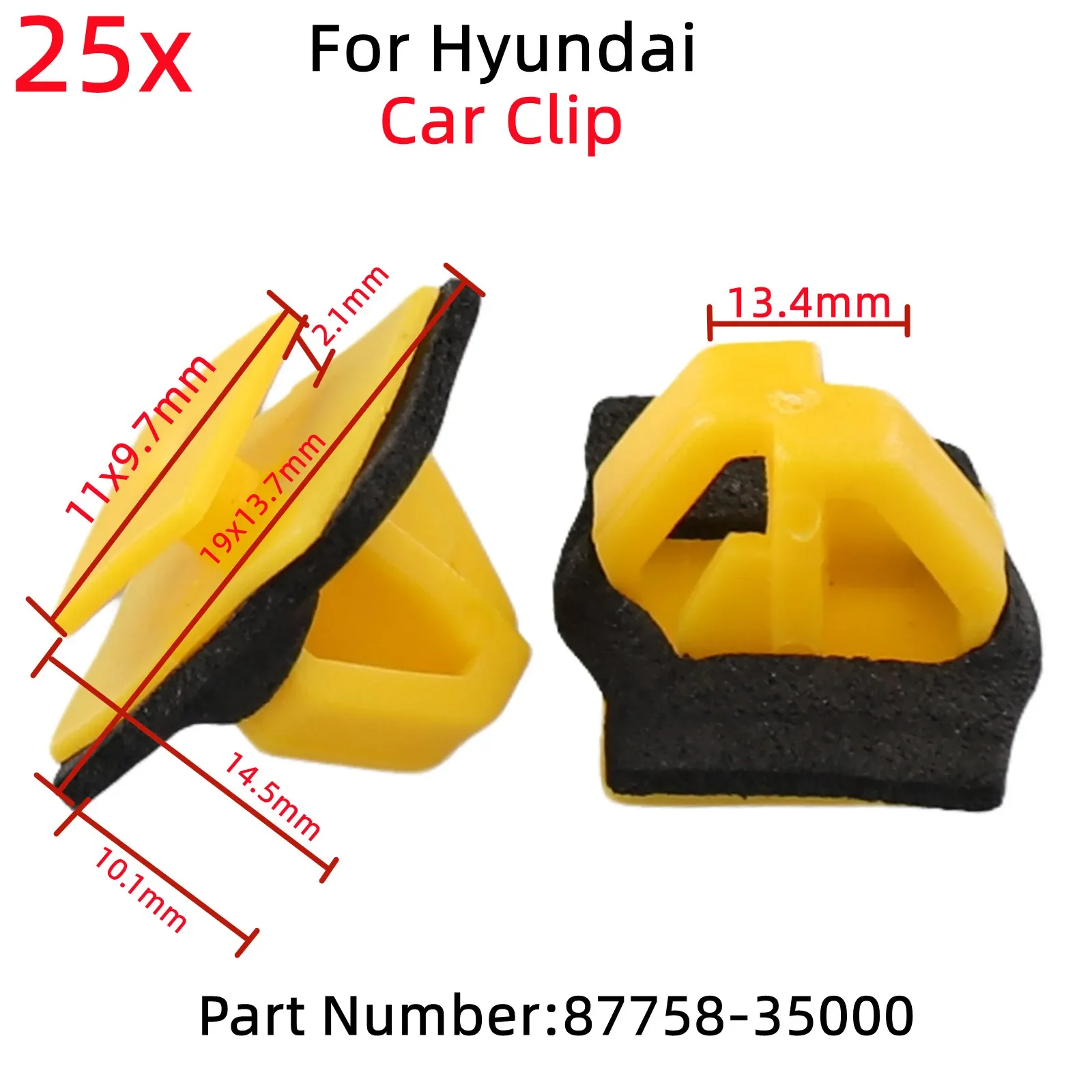 

25 шт., защитная накладка на дверь, зажим для противоударной ленты, желтый D184, подходит для Hyundai заменяет 87758-35000 для Auveco #21064
