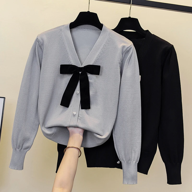 

Korean Style Black Knitted Cardigan Sweater Women Oversize Fashion Single Breasted Knitwear Jackets Autumn Jumper Coat 2022
