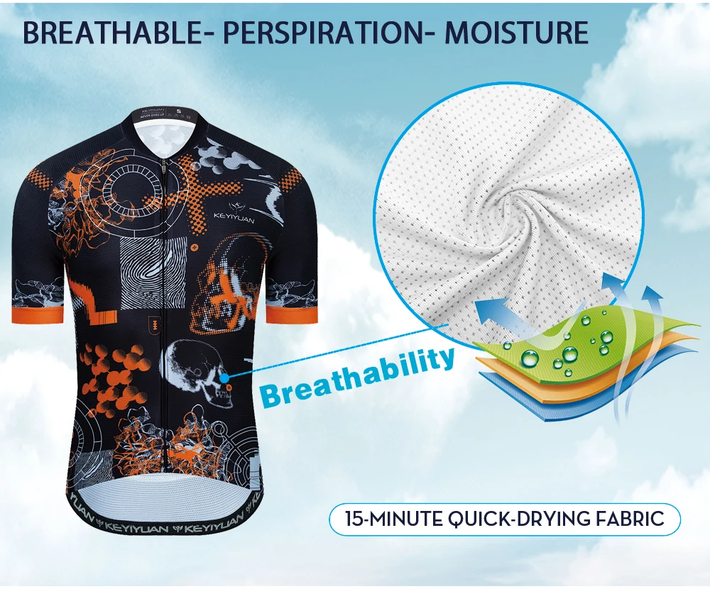 KEYIYUAN мужские велосипедные Джерси с коротким рукавом Велоспорт Мужская для
