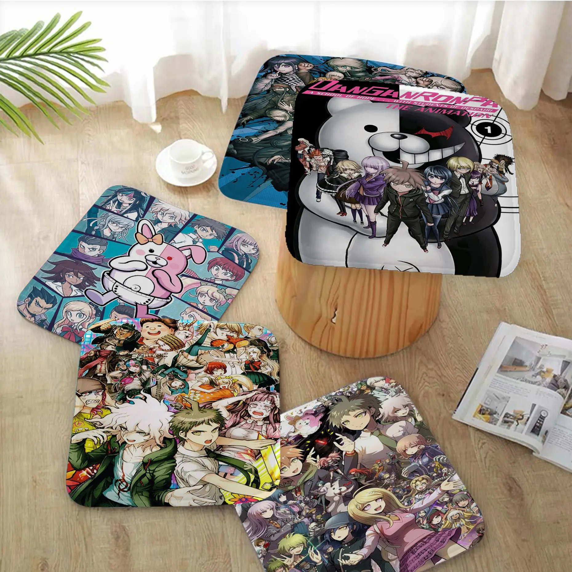 

Danganronpa Japanese Anime Kyouko Kirigiri Square Stool Pad Dining Chair Tatami Seat Cushion Anti-Slip Cushions Home Decor