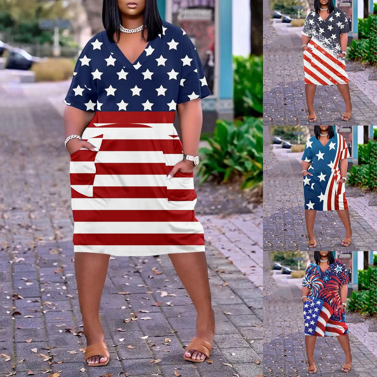 

Женское платье с v-образным вырезом и коротким рукавом, летнее свободное Повседневное платье с карманами, большие размеры