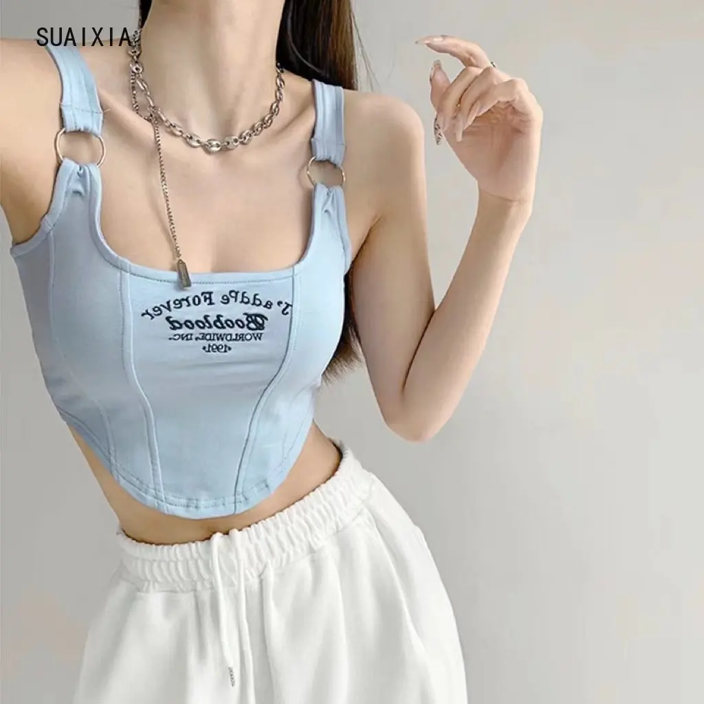 

Осенние короткие топы для девушек, Популярные американские винтажные буквы, милые острые маленькие майки, топ, Женская внешняя одежда