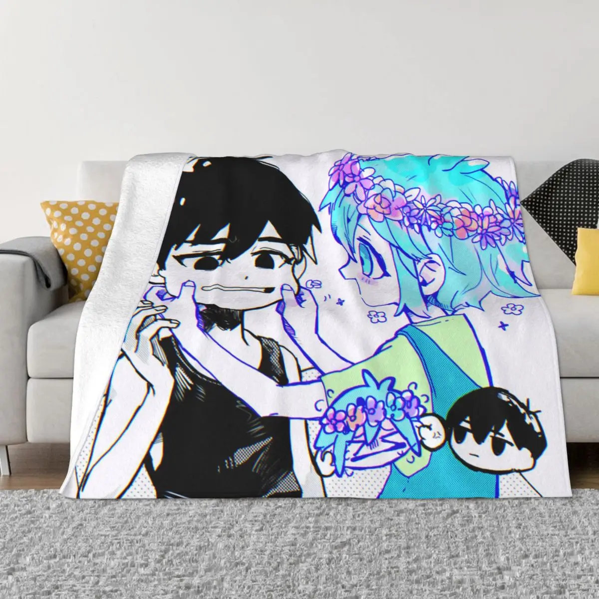 

Omori Basil Sunny Plush Blanket Video Game Awesome Throw Blankets for Home Hotel Sofa 125*100cm Rug Piece