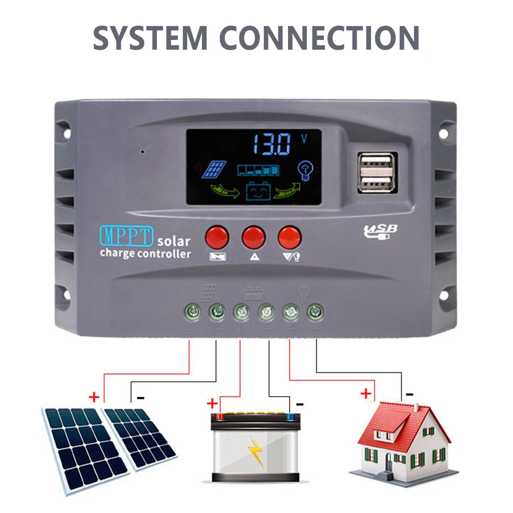 

MPPT 12V 24V Solar Charge Controller 10A 20A 30A PWM Solar Panel Regulator Lithium Lifepo4 Charging For 100W 200W 300W 400W PV