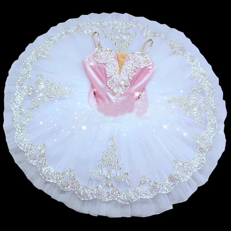 

Балетное платье-пачка для девочек, Тюлевое платье без рукавов, гимнастическое трико, балетное трико с розовым бантом для девочек, балетка-пачка для балерины, 2022