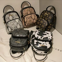 pu leather womens backpack casual fashion snake print backpack cow pattern girls mini bag