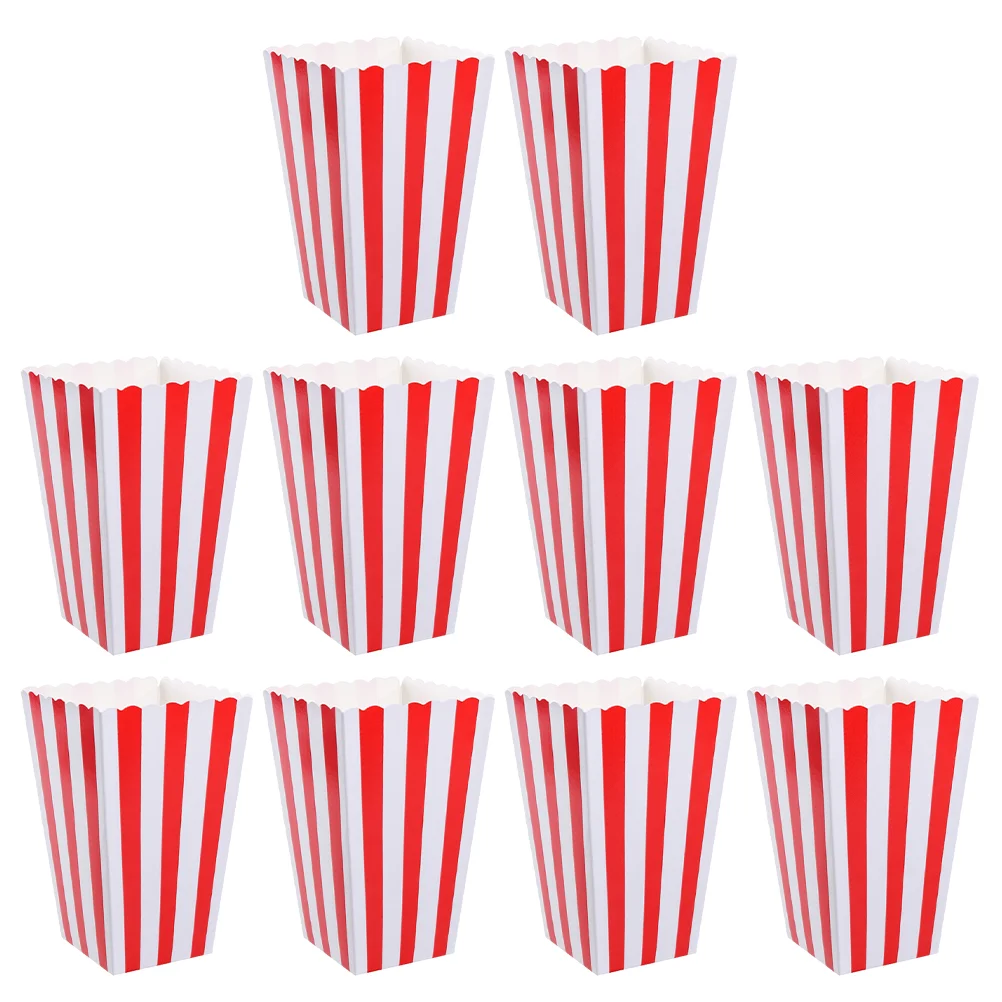 

10pcs Popcorn Boxes Holds Fashion Stripes Popcorn Storage Container Popcorn Tubs