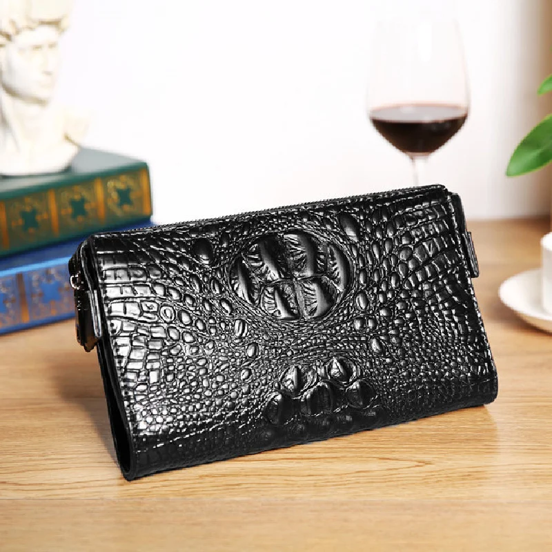 

CCRXRQ High Quality PU Leather Men Clutch Bag Luxury Crocodile Pattern Business Handbags 2022 New Brand Design Clutches Wallets