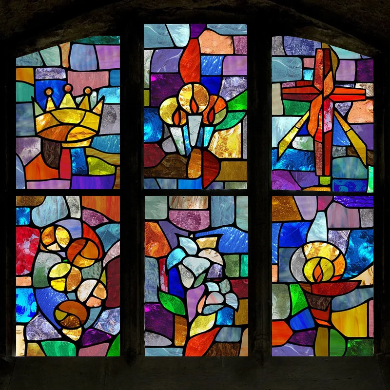 Статические липкие матовые витражи по индивидуальному заказу оконные пленки