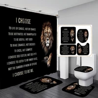 black wild animal shower curtain majestic lion king motivational quote bathroom curtain non slip bath mat rug toilet cover decor
