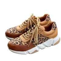 womens shoes stitching lace up sneakers thick soled round toe low top leopard shoe zapatos de mujer 2022