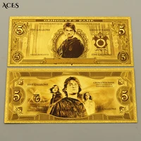 us gold banknotes 5 dollars fake monney anime magical banknotes cards for collection gift for kids home decoration