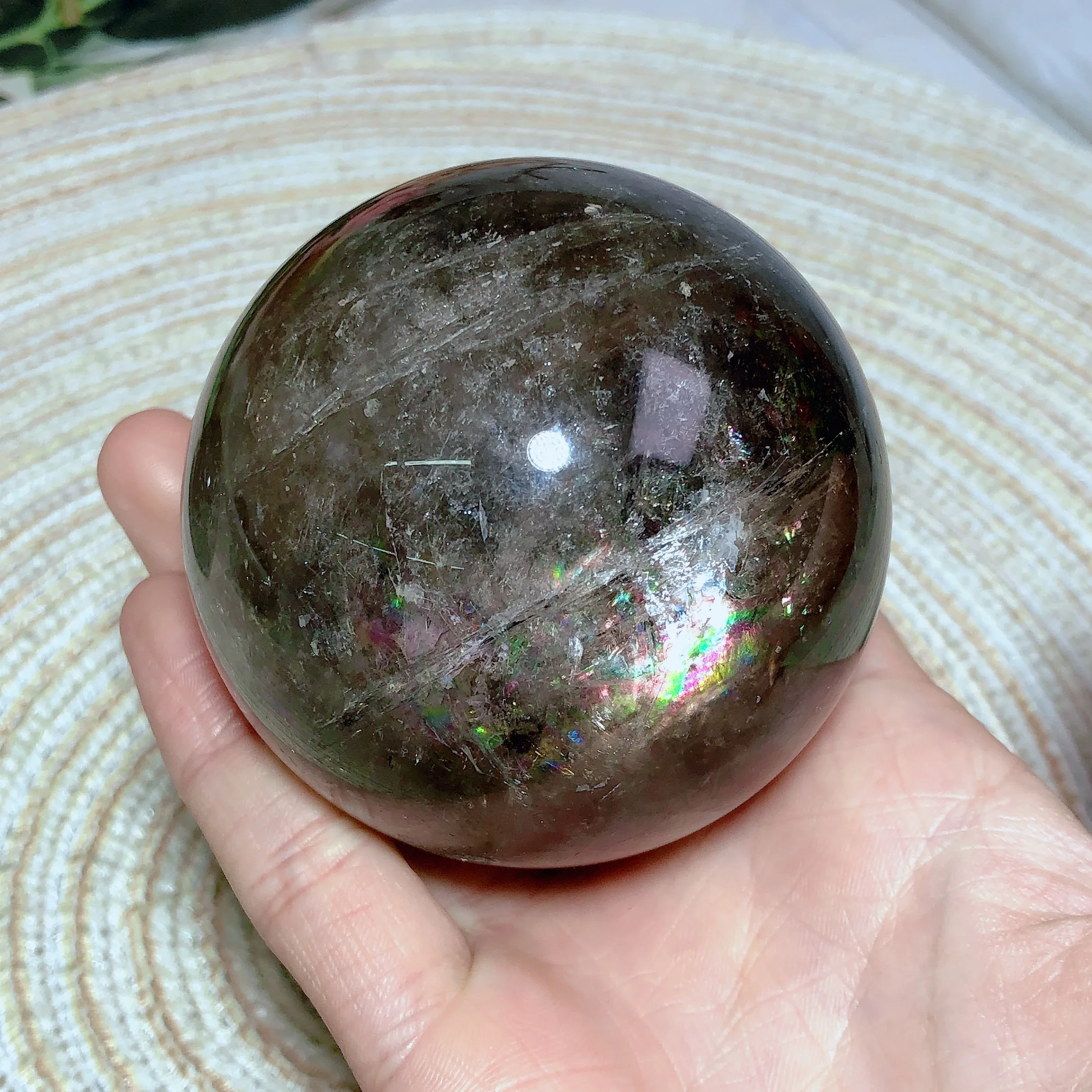 Натуральные кристаллы Смоки садовая Радужная Сфера рейки мигание исцеление