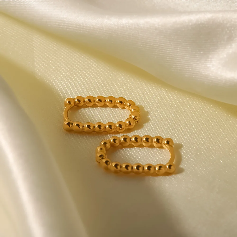 Stainless Steel PVD 18K Gold Plated Tarnish Rectangle Twist Earrings For Woman Jewelry Wholesale 2023 Trendy