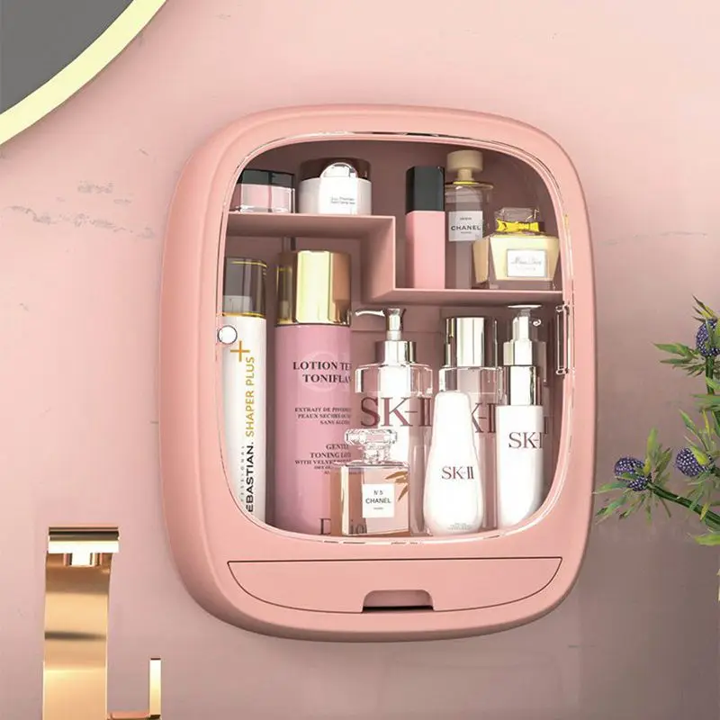 

Bathroom Wall Hanging Makeup Storage Box without Punching Drawer-type Makeup Organizer Cosmetic Storage Box Jewelry Organizer