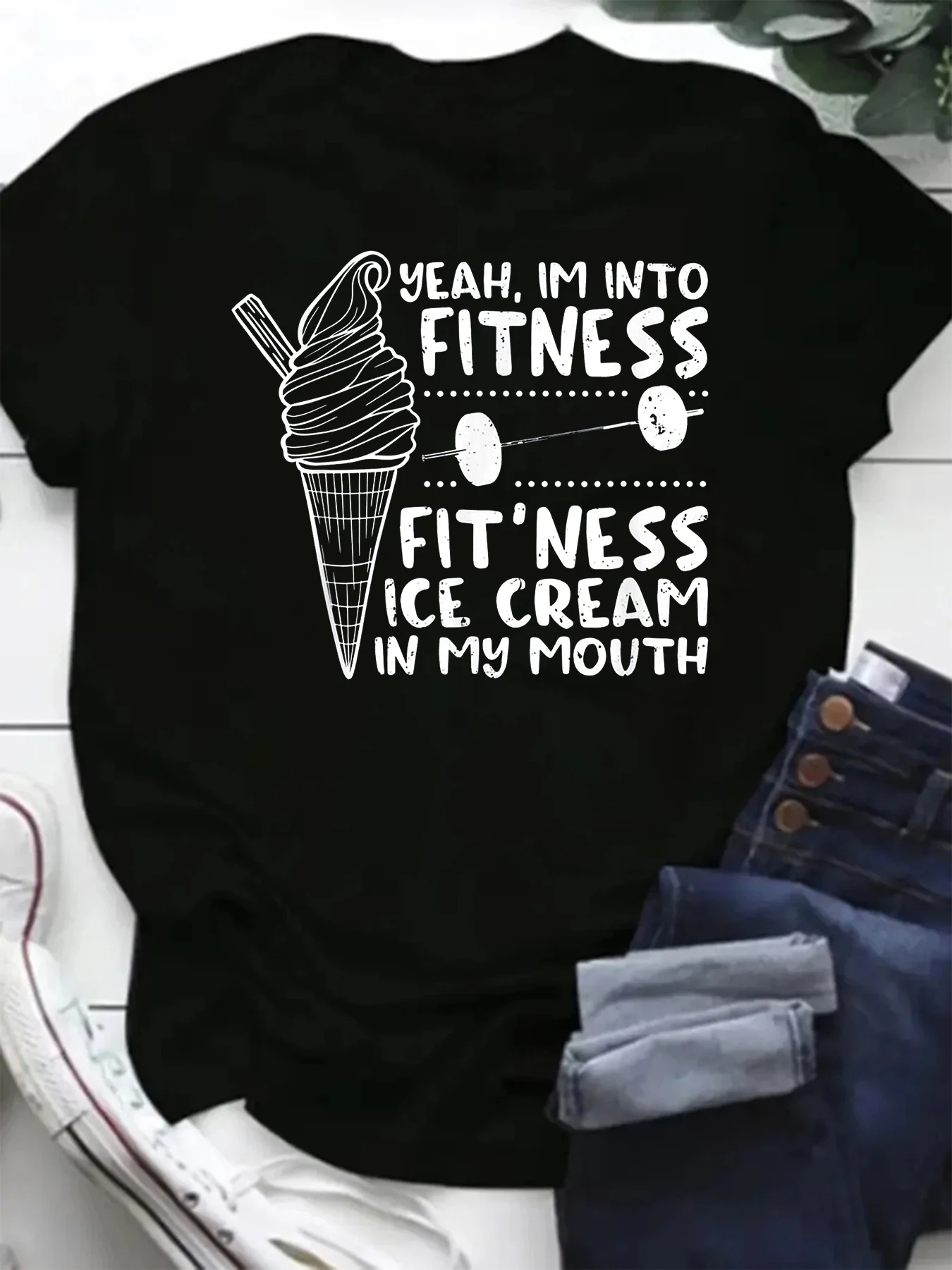 Женская летняя футболка с принтом мороженого и коротким рукавом