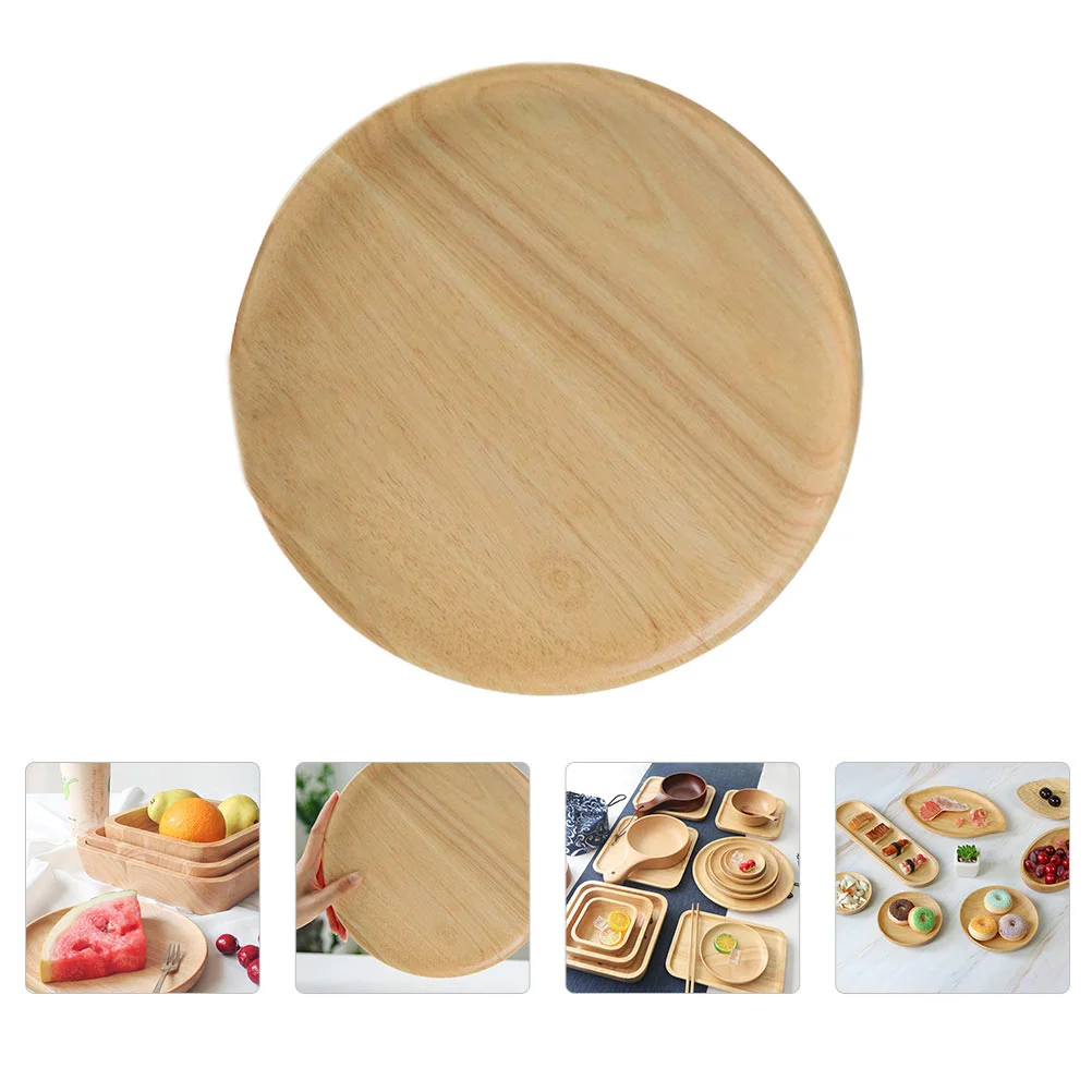 

Tray Serving Trays Plate Wooden Wood Dish Decorative Platter Fruit Coffee Breakfast Dishes Dinnerware Round Teabamboo Dinner
