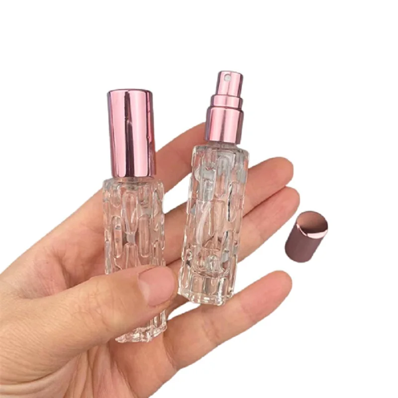 

10ml New Empty Perfume Refillable Spray Bottle Gold Silver Rose Pump Thick Glass Cosmetic Packaging Atomizer Sample Vials 25pcs